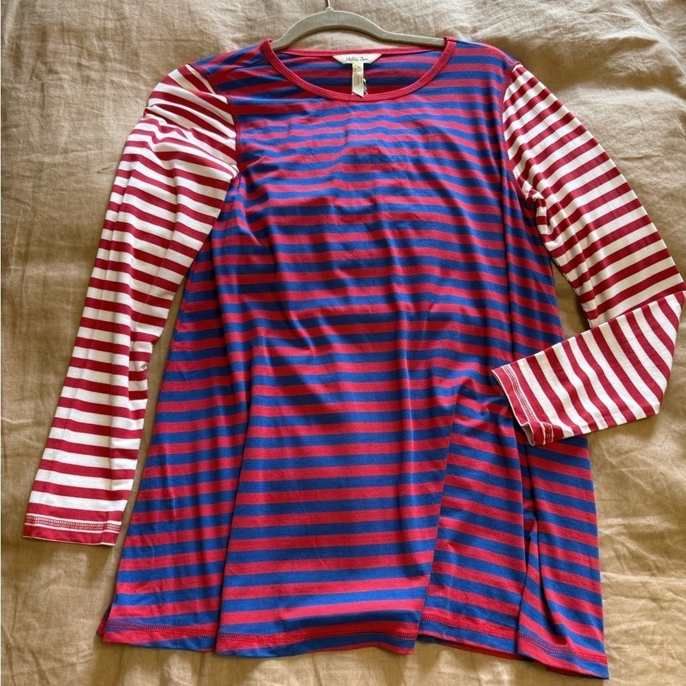 NEW Matilda Jane Striped Red and Blue Long Sleeve stretchy soft tunic/shirt